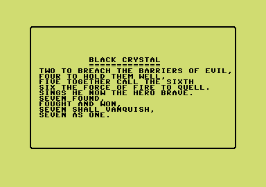 Black Crystal screenshot 2 for Commodore 64